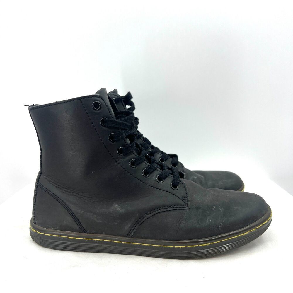 Dr Martens Tobias Black Leather 8-Eye Lace Up Sneaker Boots US Men 9 Women 10